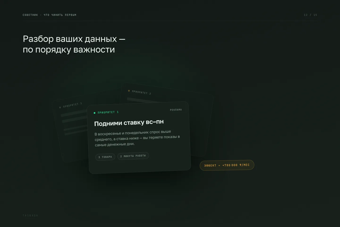 Экран Tasbaqa: ИИ-советник