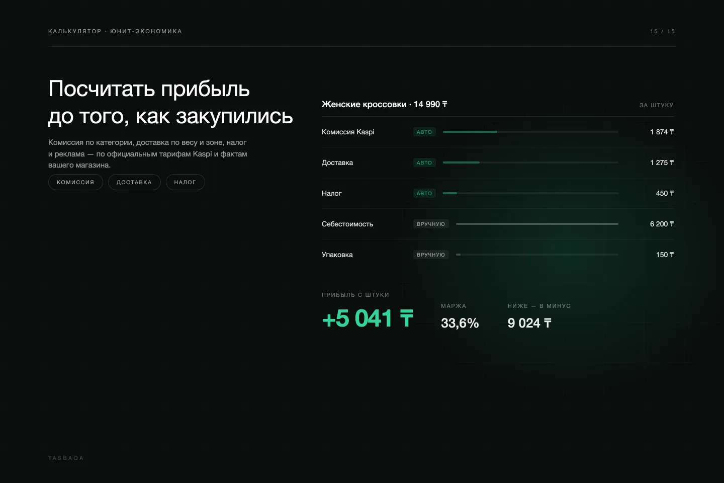 Экран Tasbaqa: Калькулятор